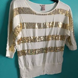 White and gold shirt